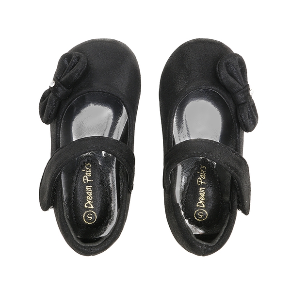 Toddler Girl's Ballerina Bow Flats - BLACK SUEDE - 4